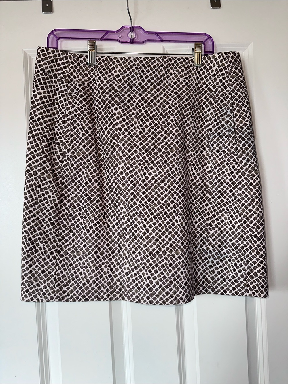 Ann Taylor Loft Brown & White Lined Skirt Sz 10